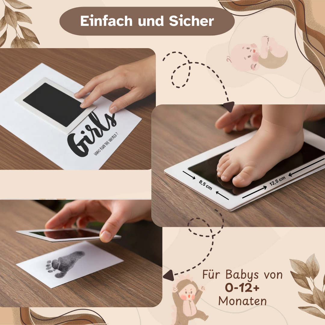 Baby Fuß-/Handabdruck Stempelpad Clean-Touch Set