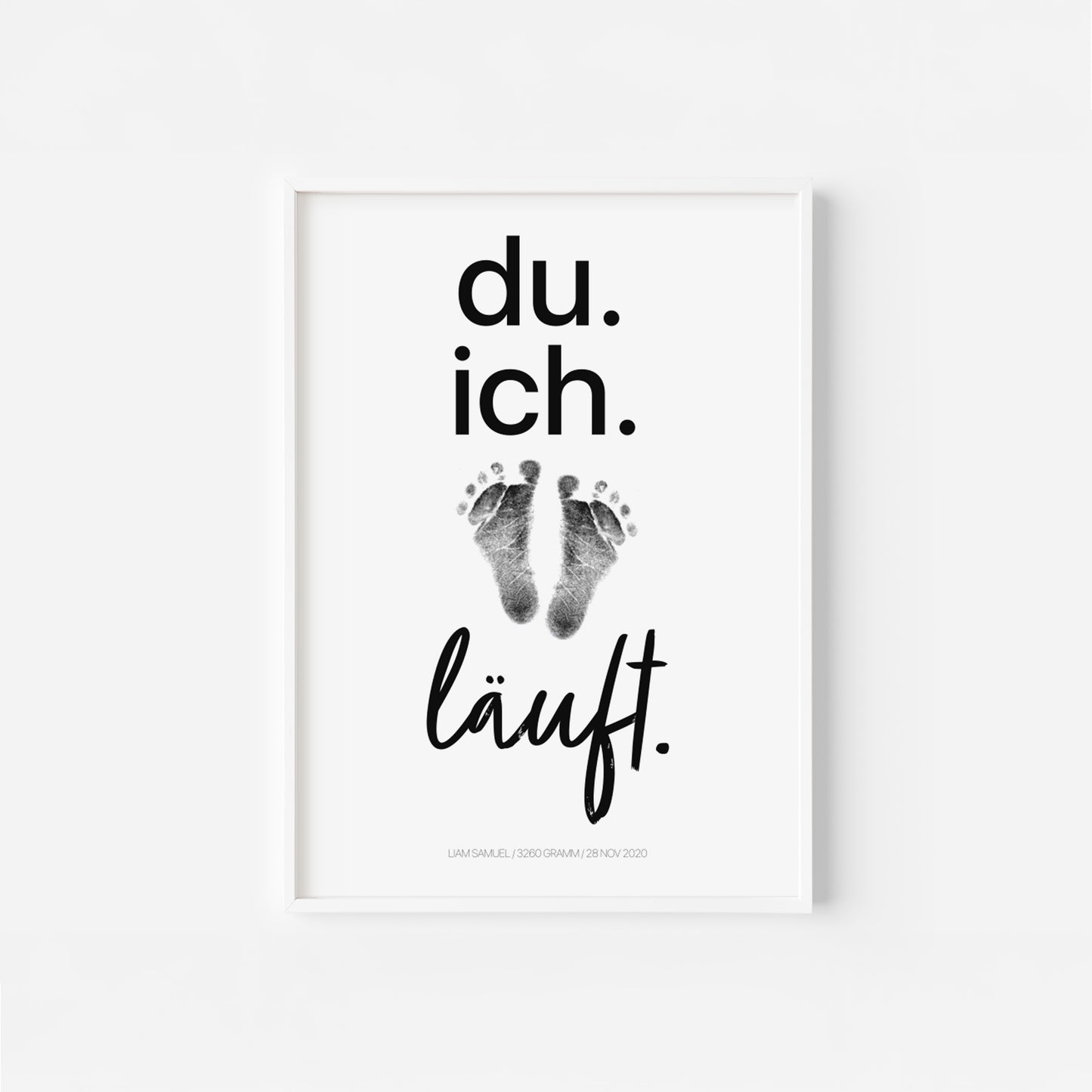 Baby Fuß-/Handabdruck Poster Set "Läuft 2" Personalisierbar