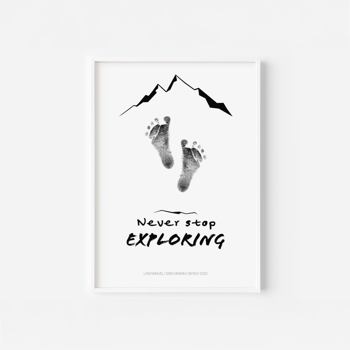 Baby Fuß-/Handabdruck Poster Set "Mountains" Personalisierbar