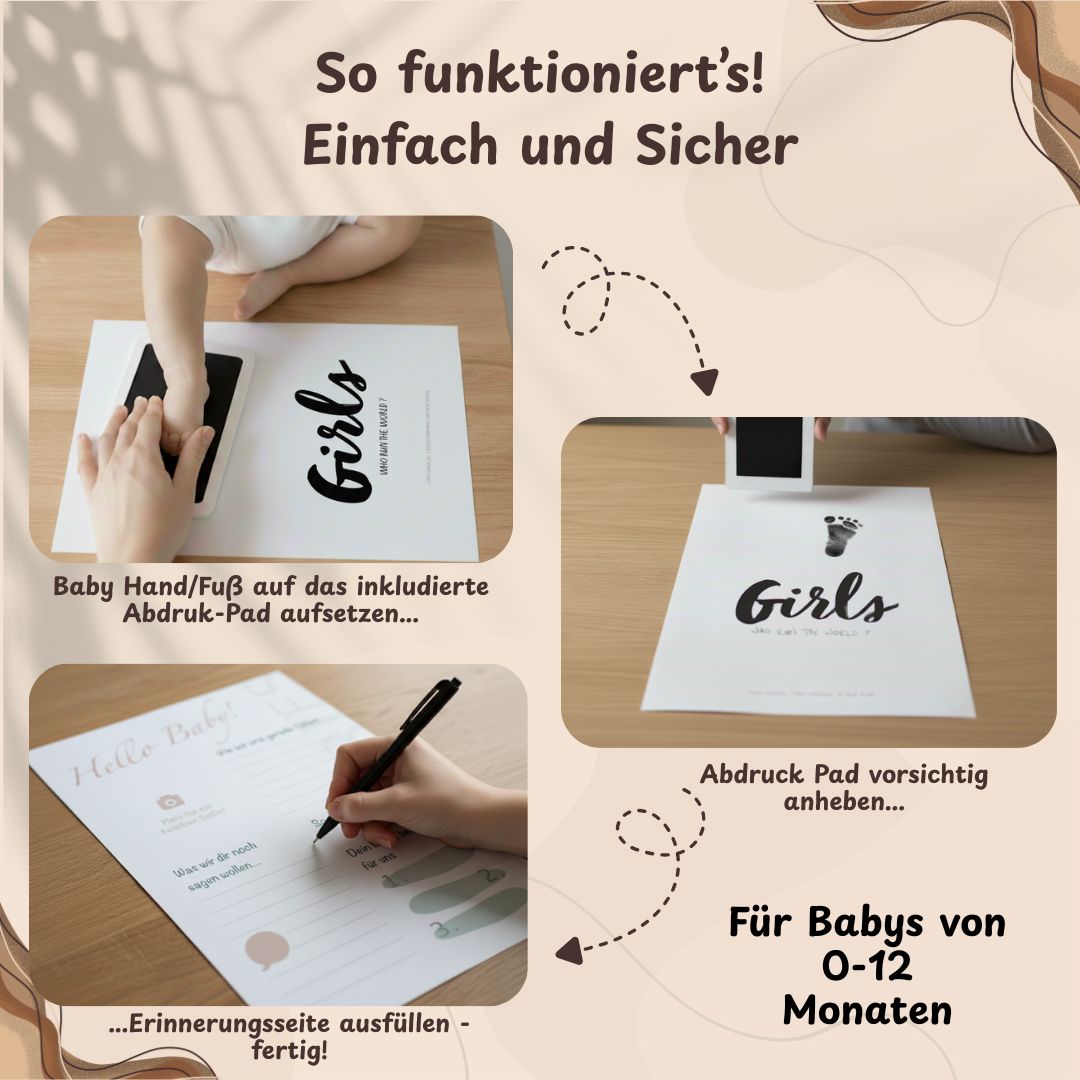 Baby Fuß-/Handabdruck Stempelpad Clean-Touch Set