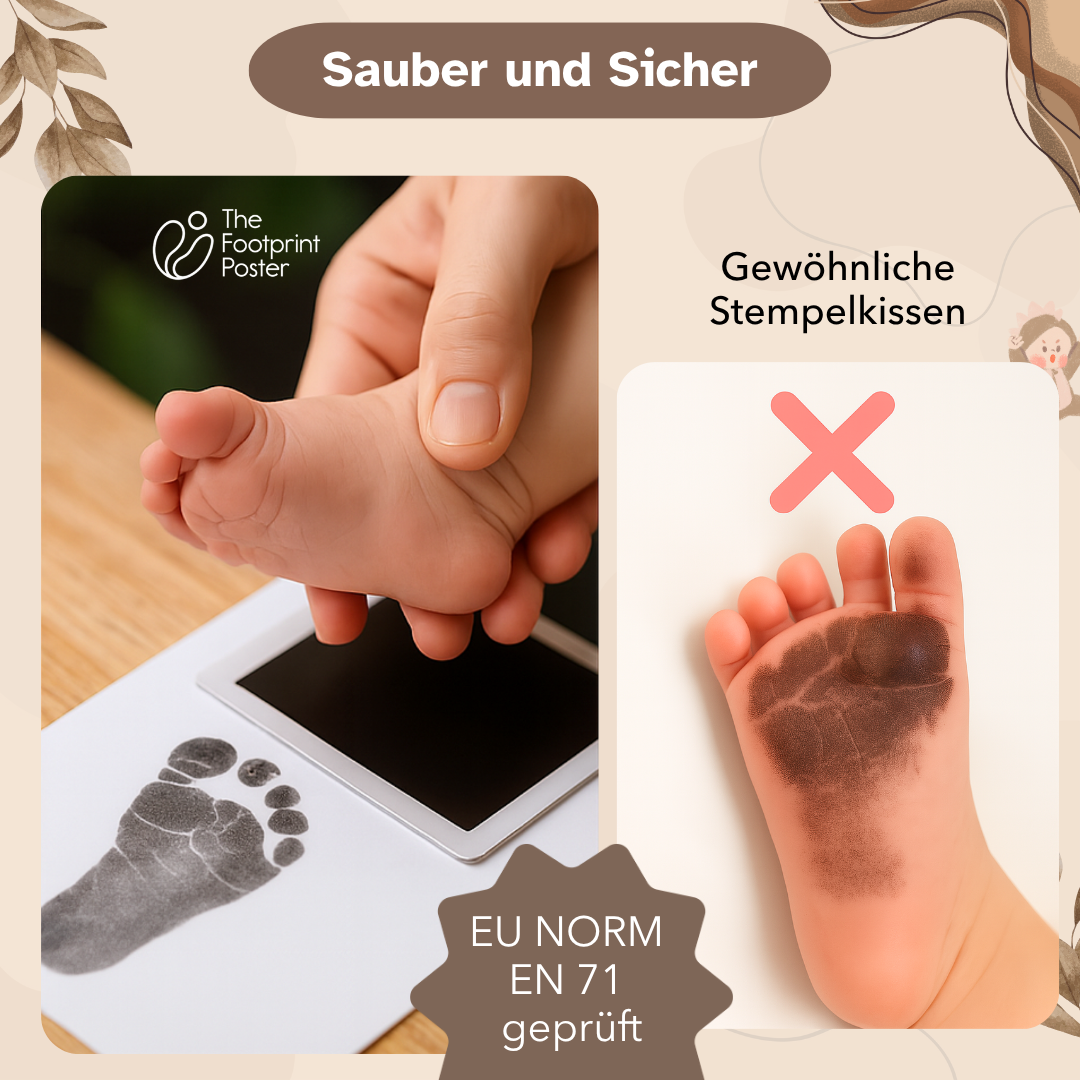 Baby Fuß-/Handabdruck Poster Set "Girl Power weiß" Personalisierbar