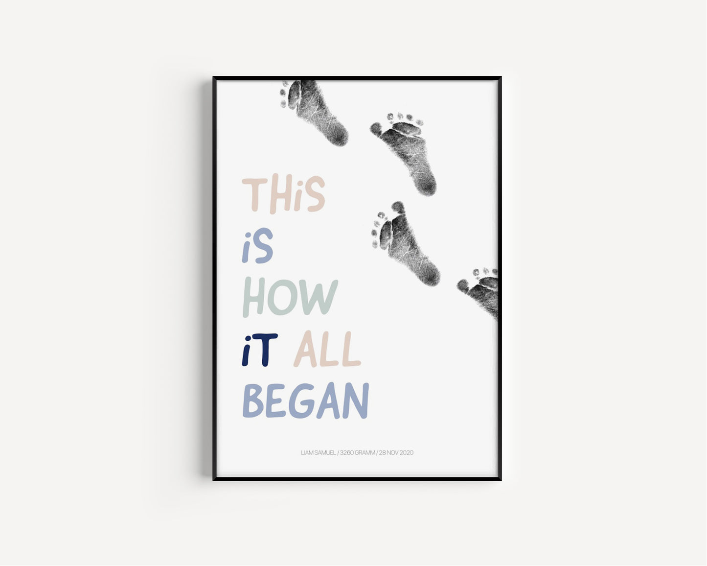 Baby Fuß-/Handabdruck Poster Set "Beginning" Personalisierbar