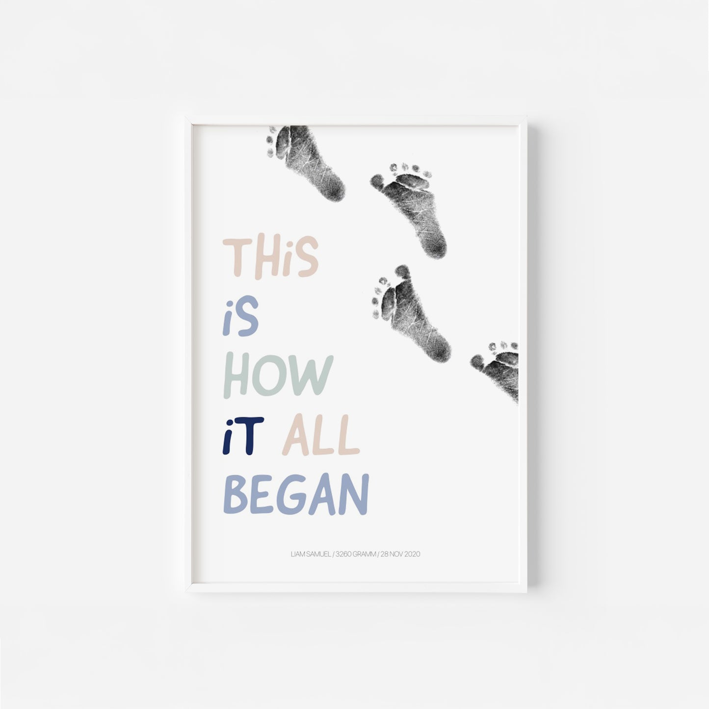 Baby Fuß-/Handabdruck Poster Set "Beginning" Personalisierbar