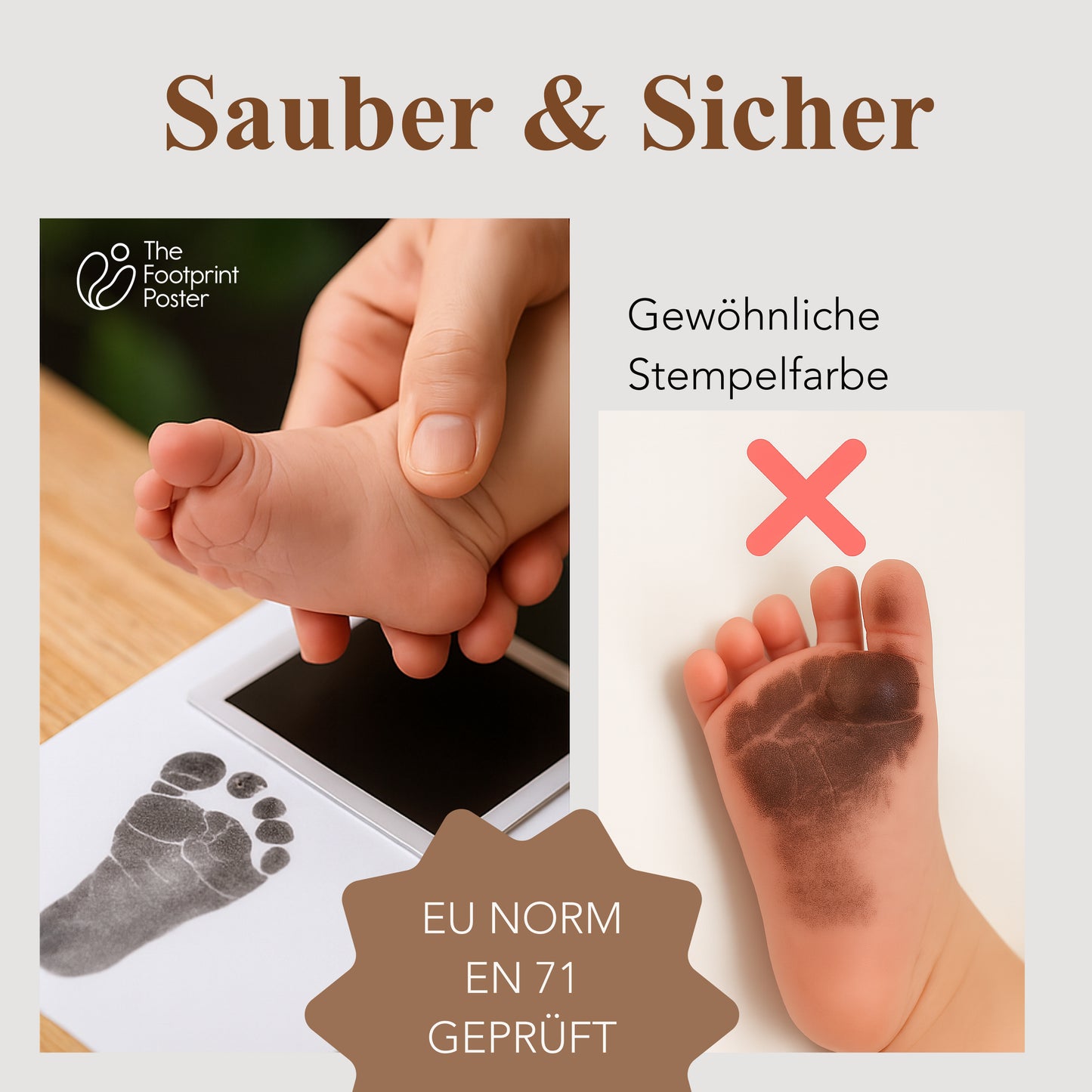 Baby Fuß-/Handabdruck Poster Set "Girls 1" Personalisierbar