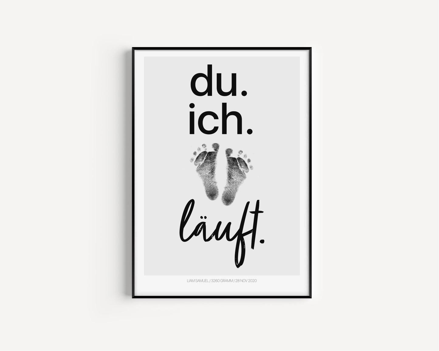 Baby Fuß-/Handabdruck Poster Set "Läuft" Personalisierbar