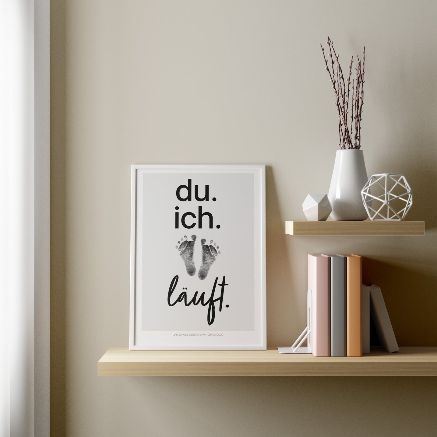 Baby Fuß-/Handabdruck Poster Set "Läuft" Personalisierbar