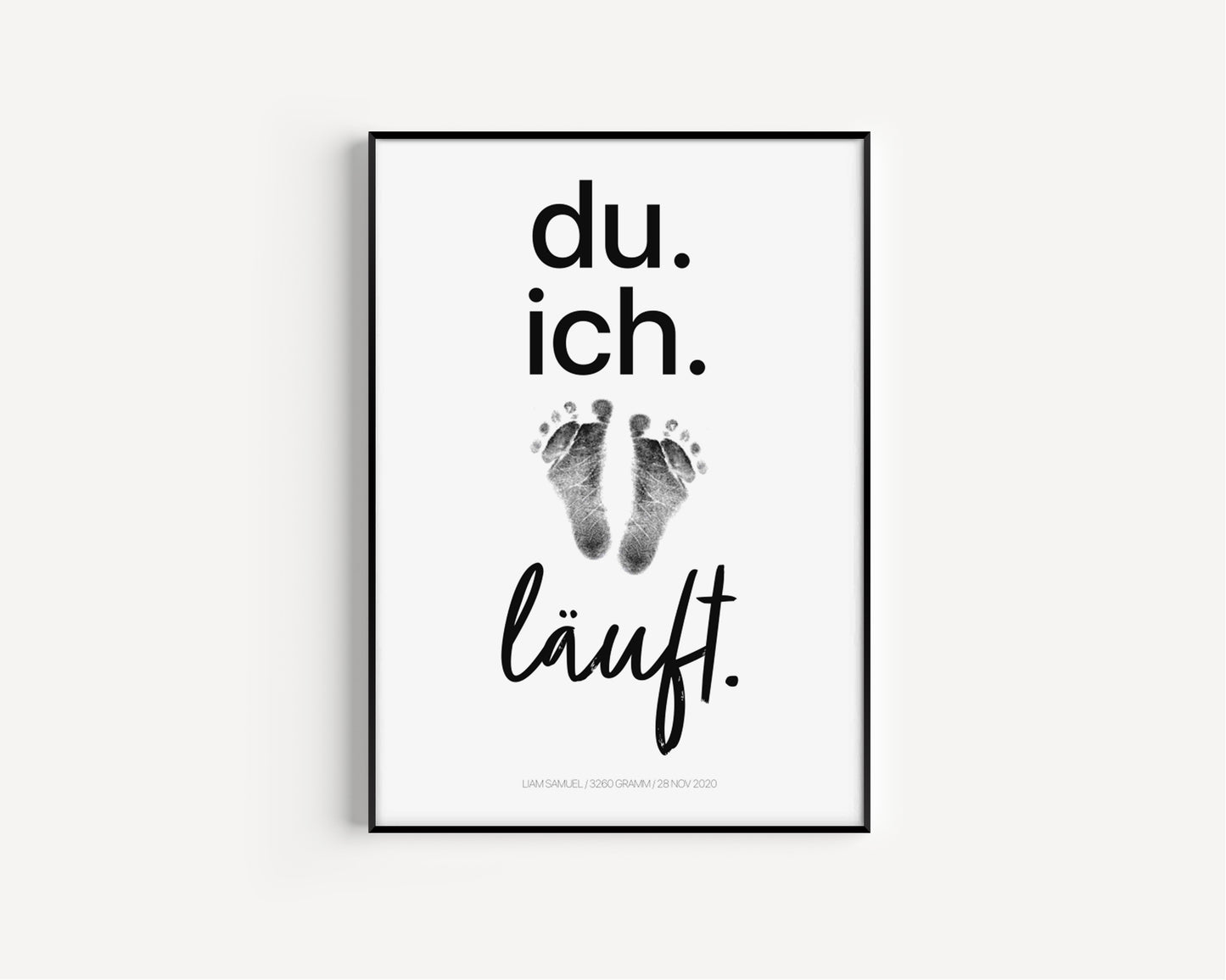 Baby Fuß-/Handabdruck Poster Set "Läuft 2" Personalisierbar