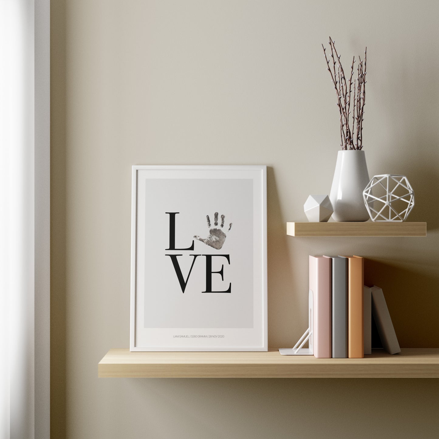 Baby Fuß-/Handabdruck Poster Set "Love grau" Personalisierbar