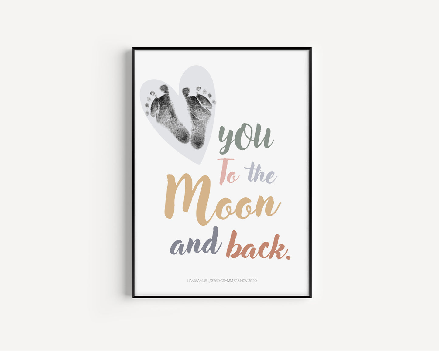 Baby Fuß-/Handabdruck Poster Set "Moon1" Personalisierbar