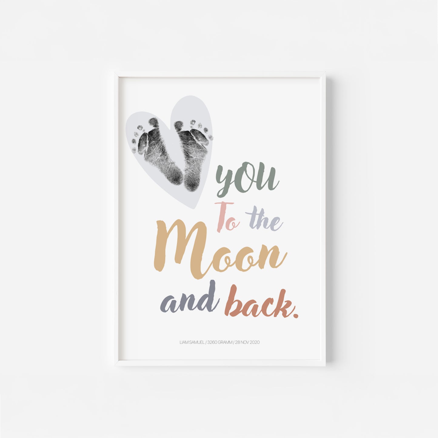 Baby Fuß-/Handabdruck Poster Set "Moon1" Personalisierbar