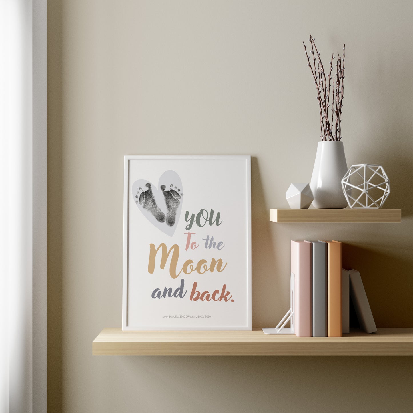 Baby Fuß-/Handabdruck Poster Set "Moon1" Personalisierbar