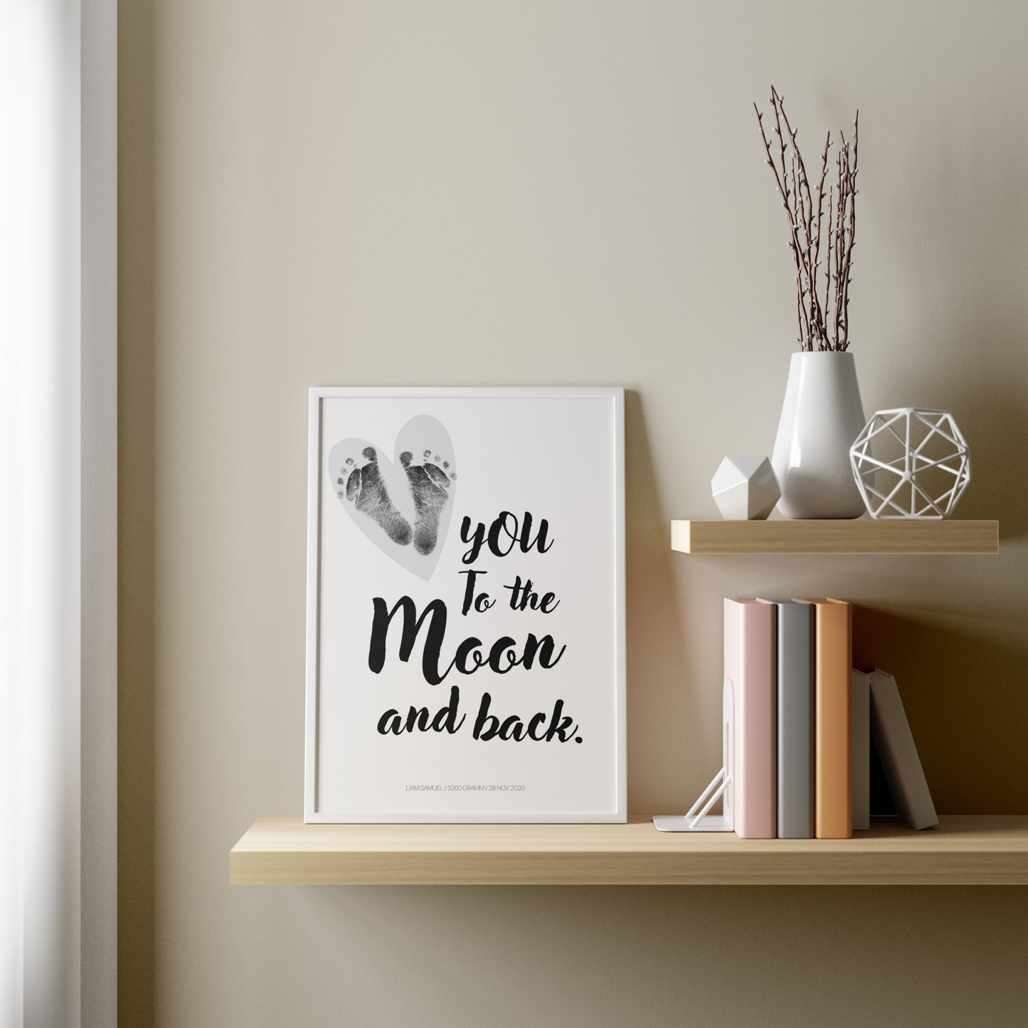 Baby Fuß-/Handabdruck Poster Set "Moon2" Personalisierbar