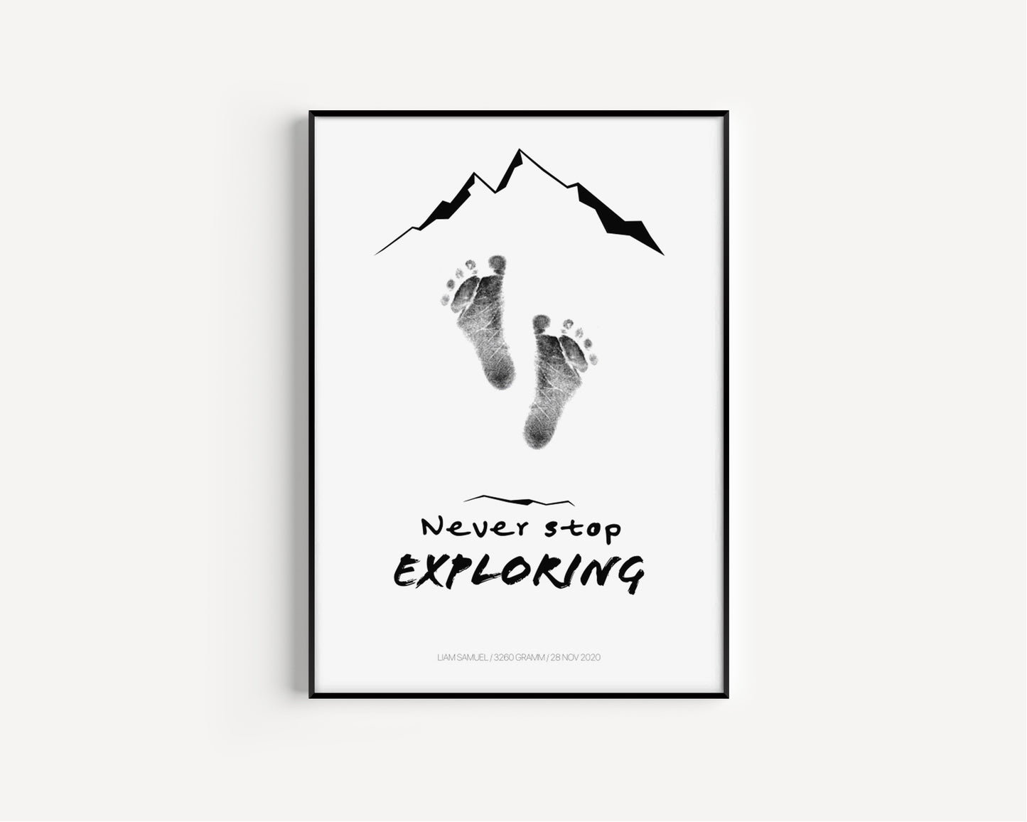 Baby Fuß-/Handabdruck Poster Set "Mountains" Personalisierbar