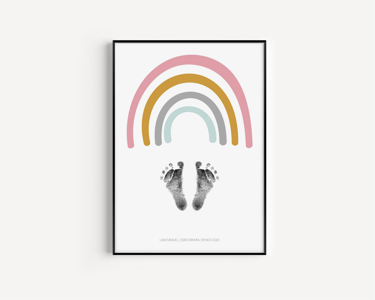 Baby Fuß-/Handabdruck Poster Set "Rainbow" Personalisierbar