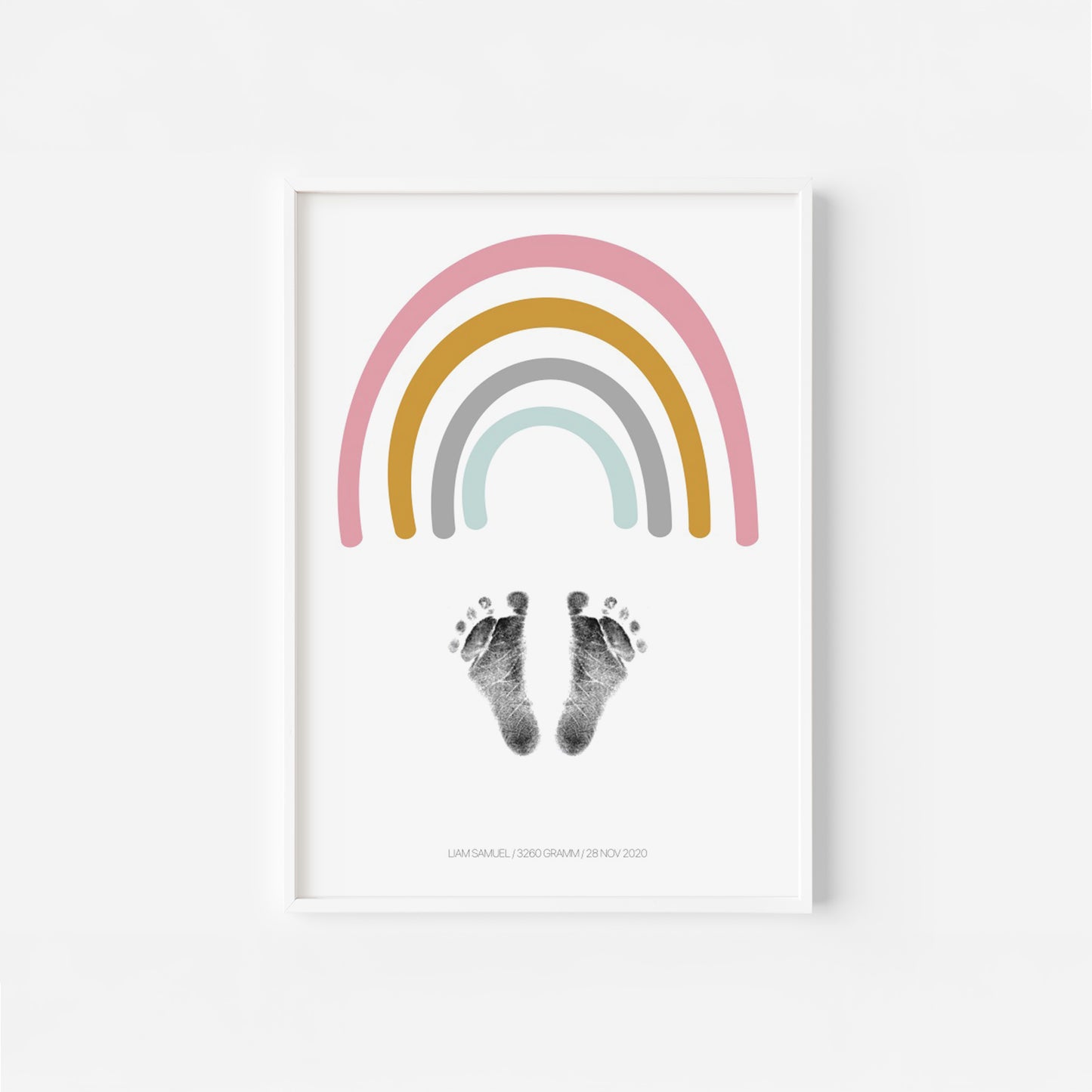 Baby Fuß-/Handabdruck Poster Set "Rainbow" Personalisierbar