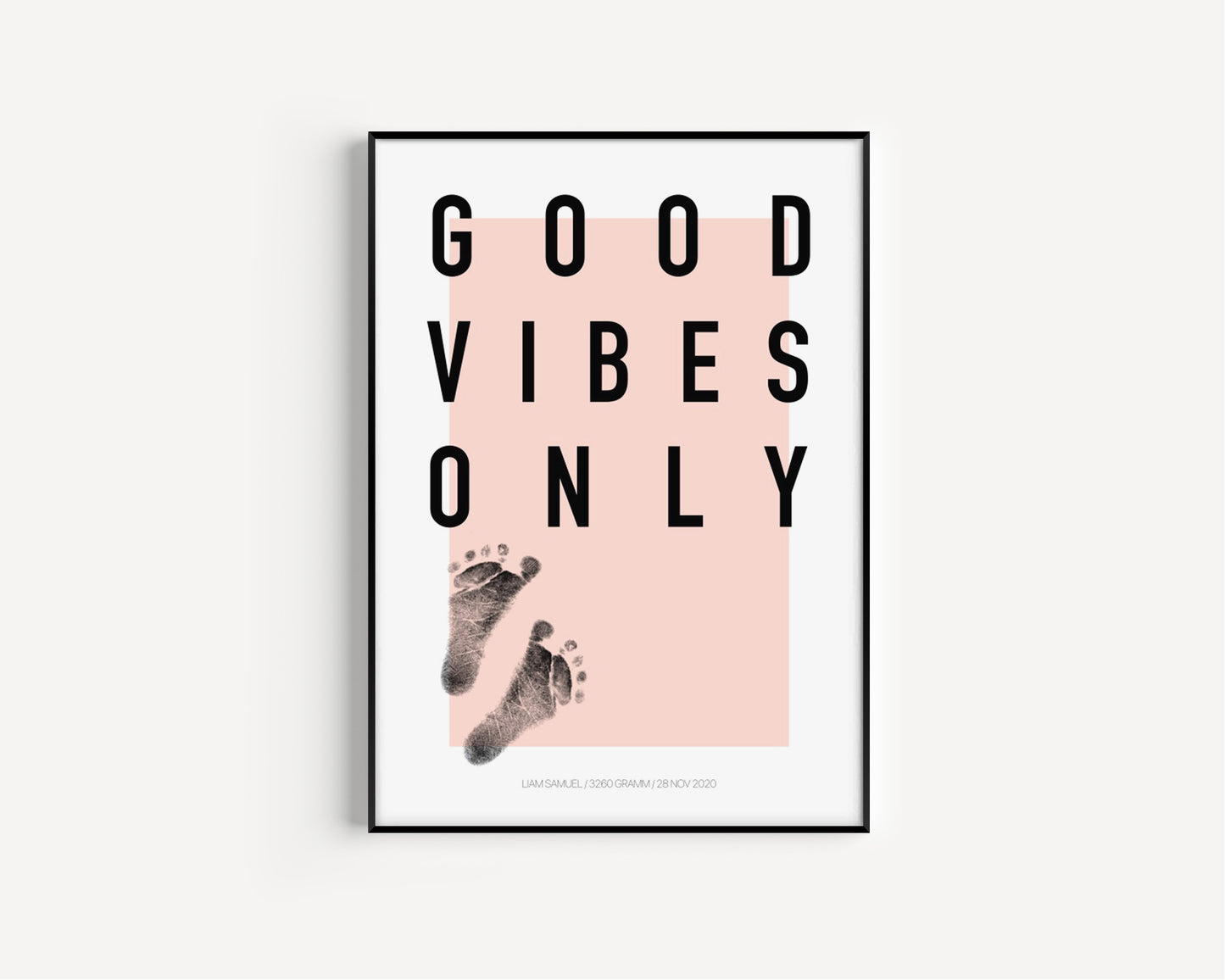 Baby Fuß-/Handabdruck Poster Set "Good Vibes" Personalisierbar