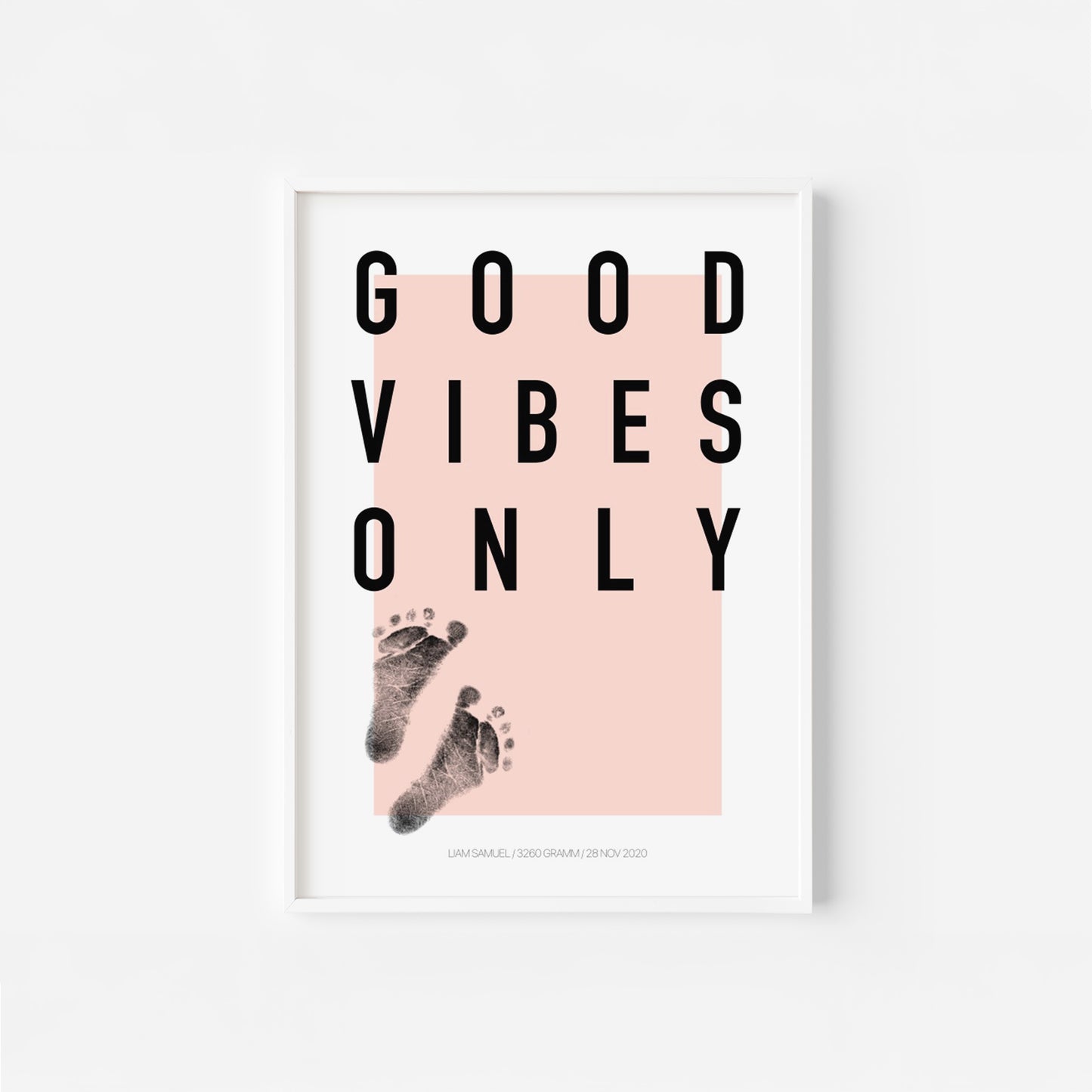 Baby Fuß-/Handabdruck Poster Set "Good Vibes" Personalisierbar