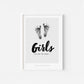 Baby Fuß-/Handabdruck Poster Set "Girls grey" Personalisierbar
