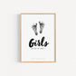 Baby Fuß-/Handabdruck Poster Set "Girls 1" Personalisierbar