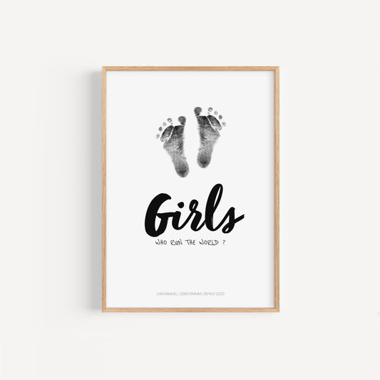 Baby Fuß-/Handabdruck Poster Set "Girls 1" Personalisierbar