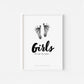 Baby Fuß-/Handabdruck Poster Set "Girls 1" Personalisierbar