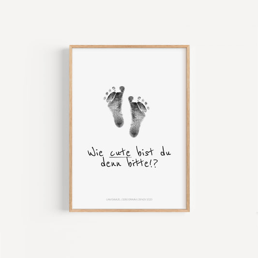 Baby Fuß-/Handabdruck Poster Set "Cute" Personalisierbar