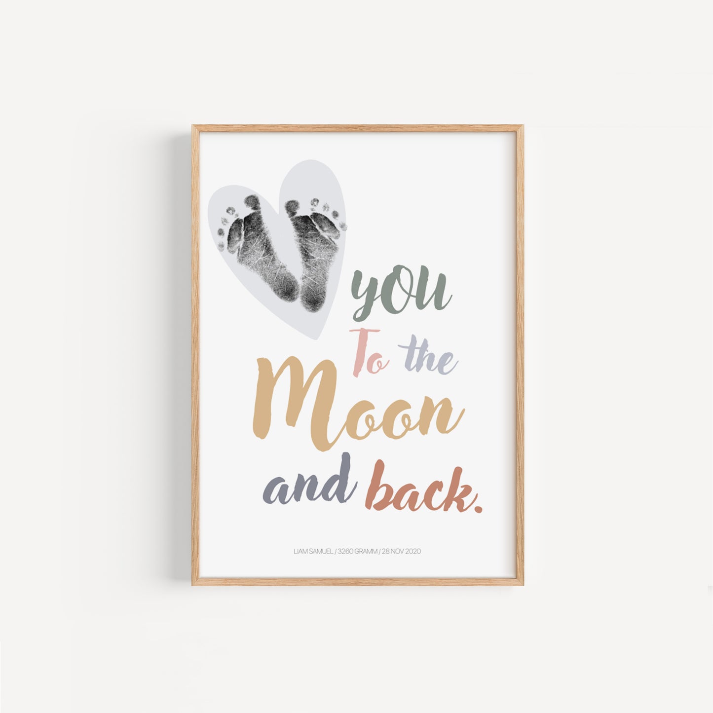 Baby Fuß-/Handabdruck Poster Set "Moon1" Personalisierbar