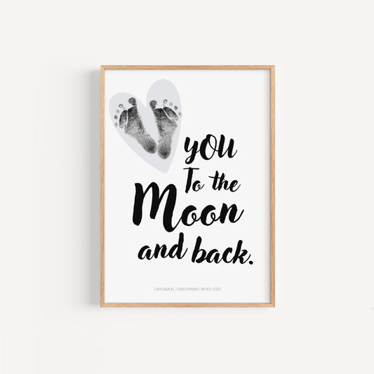 Baby Fuß-/Handabdruck Poster Set "Moon2" Personalisierbar