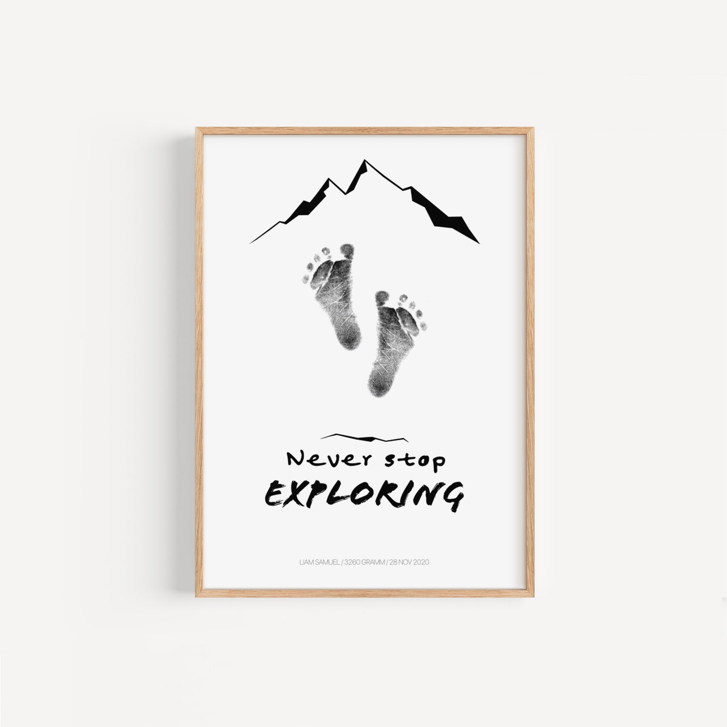 Baby Fuß-/Handabdruck Poster Set "Mountains" Personalisierbar