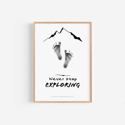 Baby Fuß-/Handabdruck Poster Set "Mountains" Personalisierbar