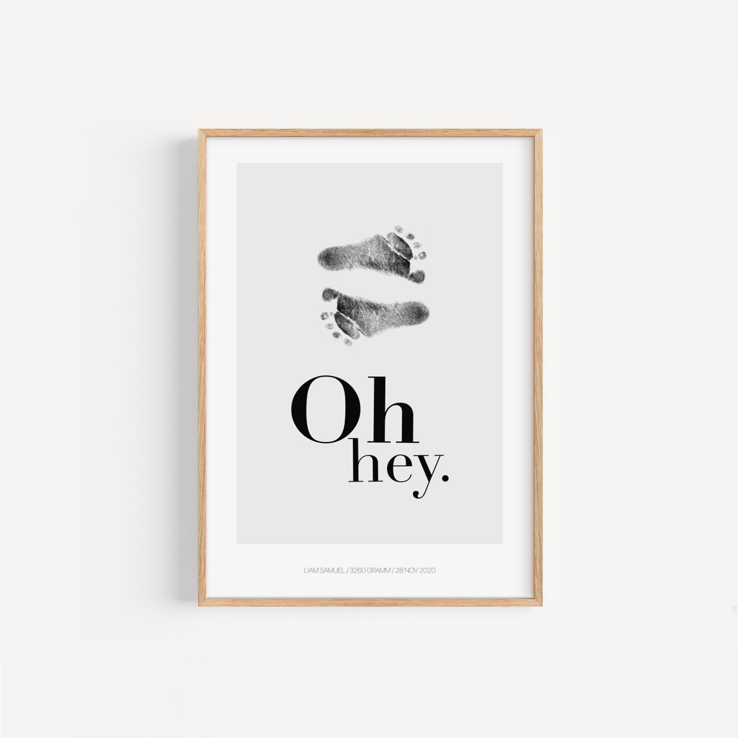 Baby Fuß-/Handabdruck Poster Set "Oh Hey" Personalisierbar