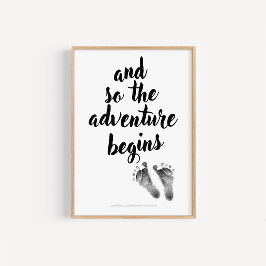 Baby Fuß-/Handabdruck Poster Set "Adventure" Personalisierbar