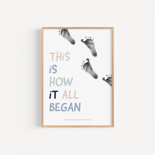 Baby Fuß-/Handabdruck Poster Set "Beginning" Personalisierbar