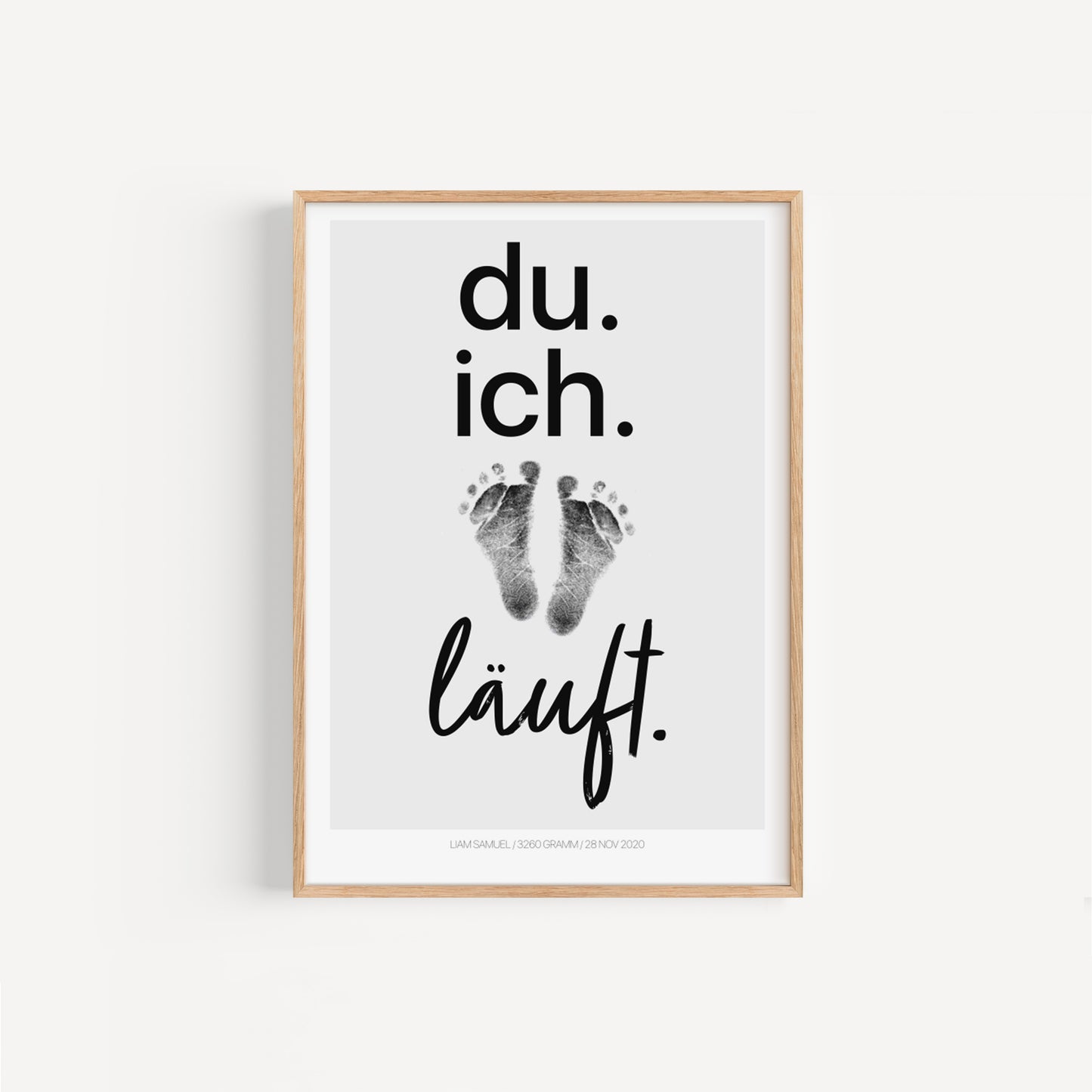 Baby Fuß-/Handabdruck Poster Set "Läuft" Personalisierbar