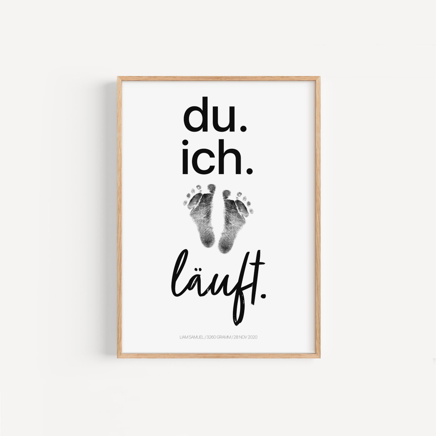 Baby Fuß-/Handabdruck Poster Set "Läuft 2" Personalisierbar