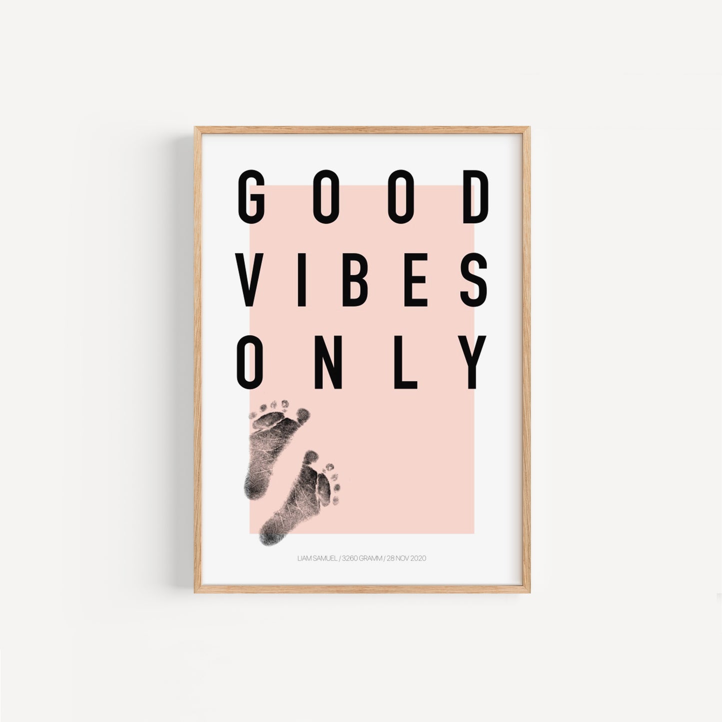 Baby Fuß-/Handabdruck Poster Set "Good Vibes" Personalisierbar