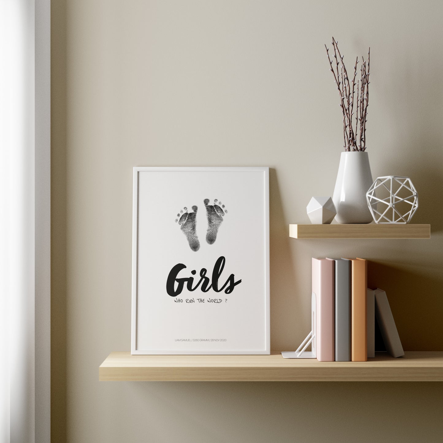 Baby Fuß-/Handabdruck Poster Set "Girls 1" Personalisierbar