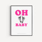 Baby Fuß-/Handabdruck Poster Set "Oh Baby 1" Personalisierbar