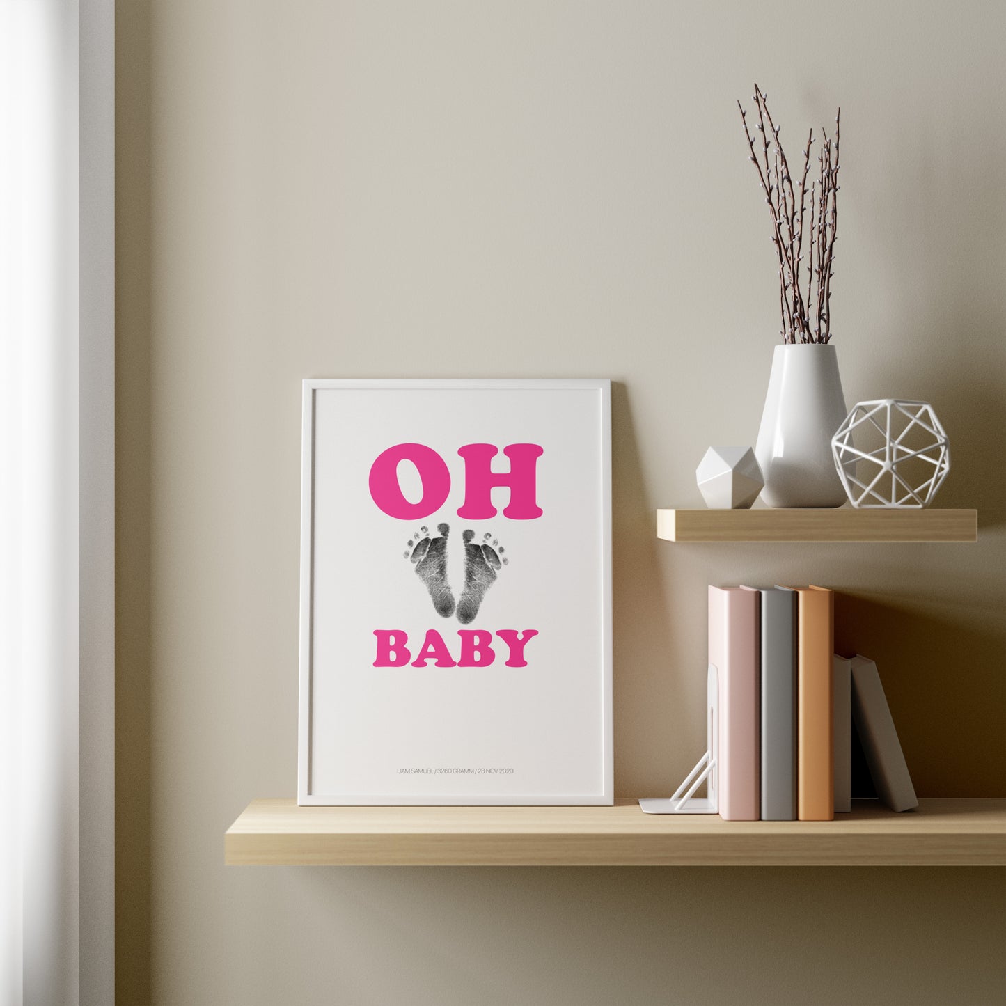 Baby Fuß-/Handabdruck Poster Set "Oh Baby 1" Personalisierbar