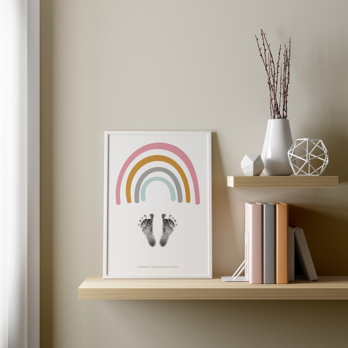Baby Fuß-/Handabdruck Poster Set "Rainbow" Personalisierbar