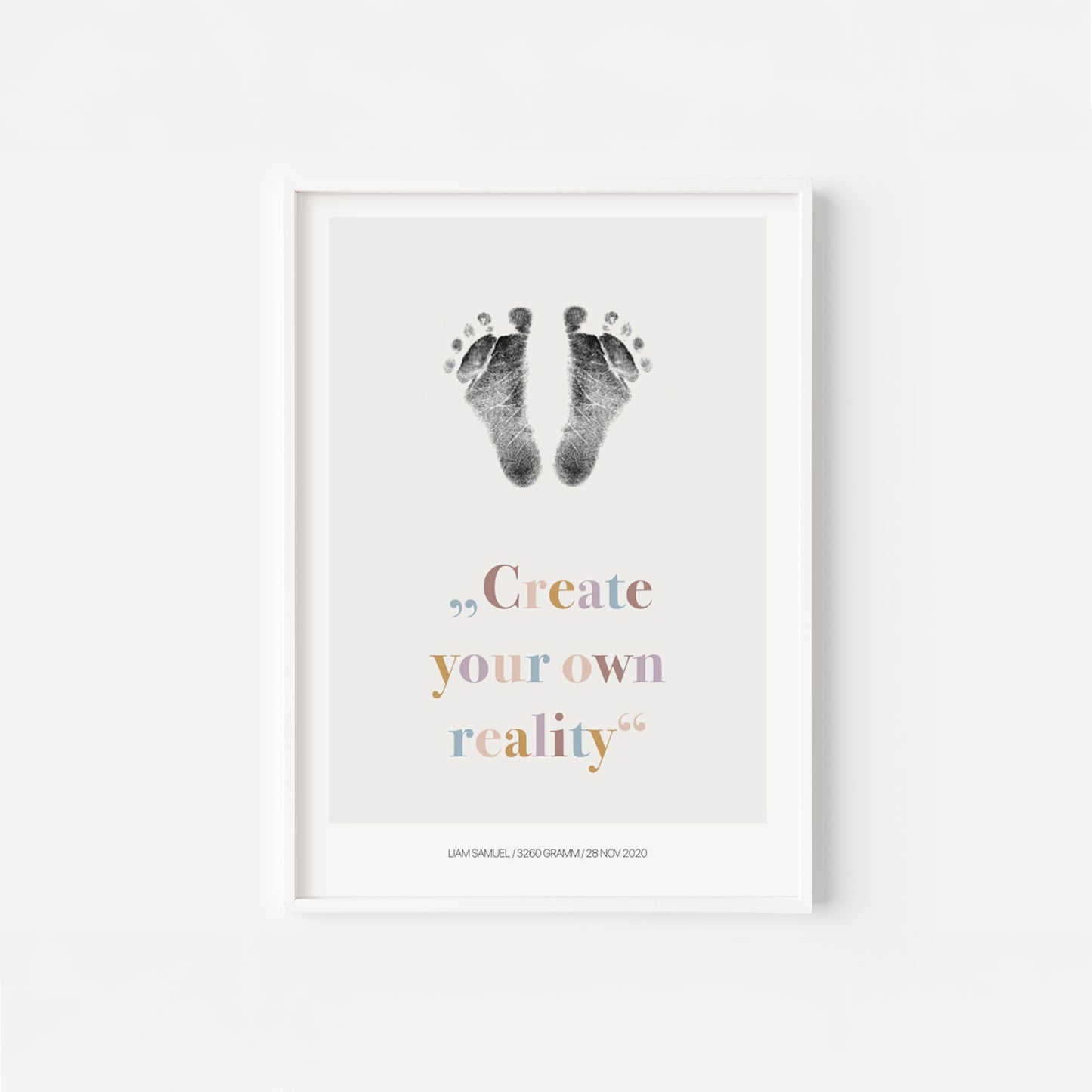 Baby Fuß-/Handabdruck Poster Set "reality" Personalisierbar