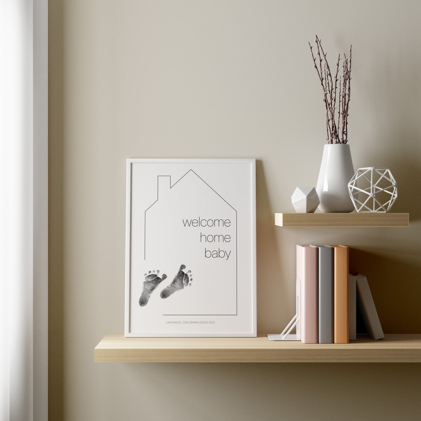 Baby Fuß-/Handabdruck Poster Set "Welcome" Personalisierbar